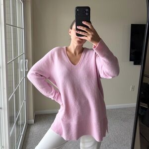 J. Crew Stretch Wool Alpaca V-Neck Baby Pink Tunic Sweater Sm Slouchy Oversized